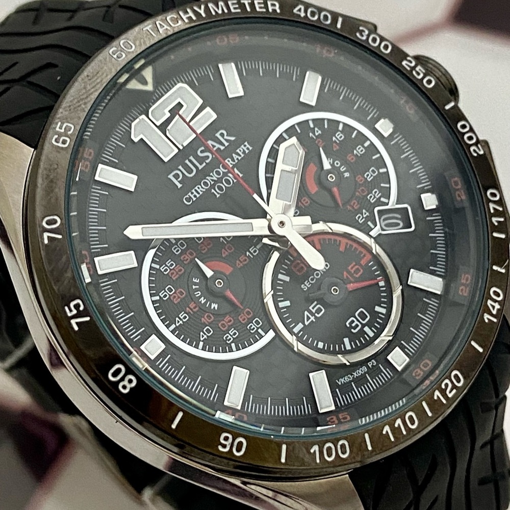 Pulsar Chronograph Tachymeter Racing Watch Tire Tread… Gem